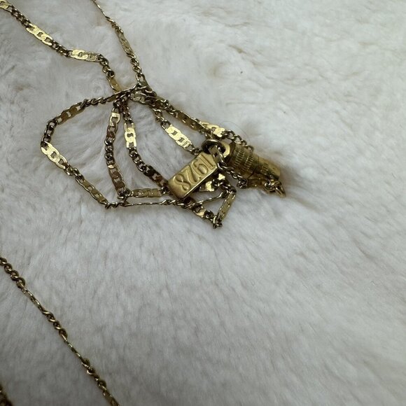 1928 Brand Gold Orange Rectangle pendant Necklace Vintage Inspired 24” - Picture 5 of 6